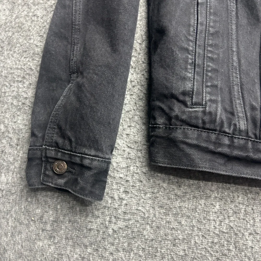 Levis Trucker Jacket Small Mens Sherpa Lined Cotton Denim Button Up‎ Coat Black